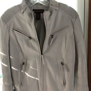 Gorgeous Bagatelle Creme Leather Moto Jacket.